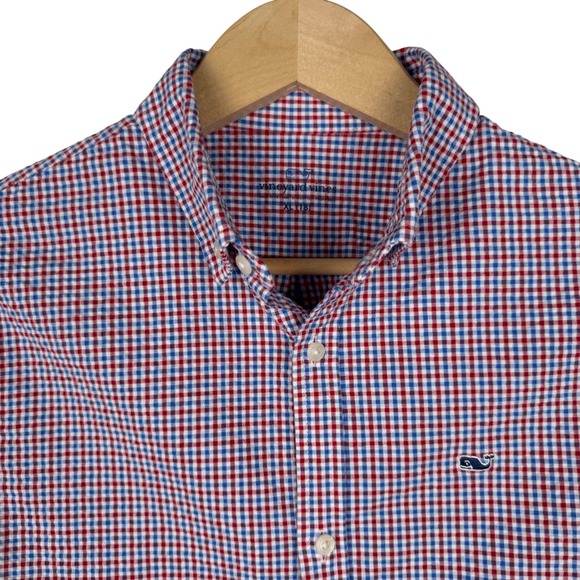 Vineyard Vines Button Down Shirt Checkered Seersucker‎ Long Sleeve XL (18) Boys - Picture 1 of 13